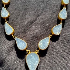 Blue Druzy 9 Stone Necklace